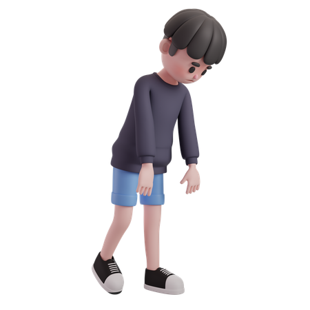 Male Looking Down  3D Illustration