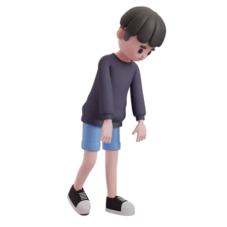 Male Looking Down  3D Illustration