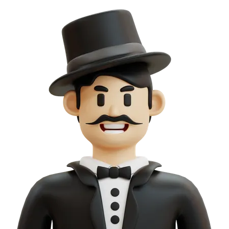 Male Magician  3D Icon