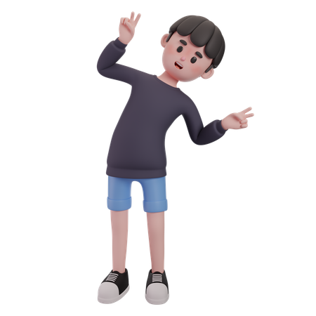 Male Making Peace Sign  3D Illustration