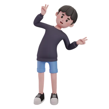 Male Making Peace Sign  3D Illustration