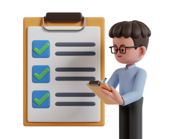 Male Managing Work By Taking Notes On Paper  3D Icon
