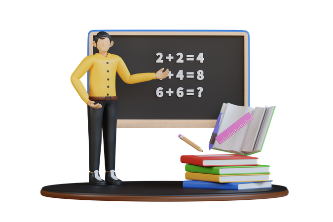 Male math teacher  3D Illustration