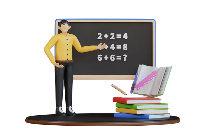 Male math teacher  3D Illustration