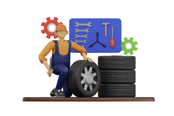 Male Mechanic  3D Illustration