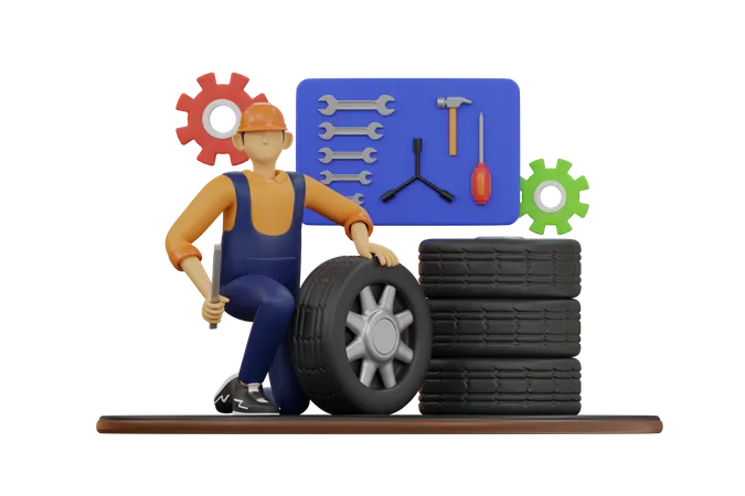 Male Mechanic  3D Illustration