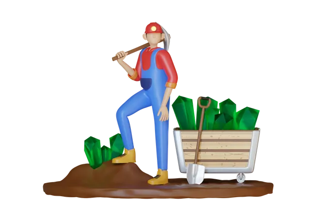 Male Miner  3D Illustration