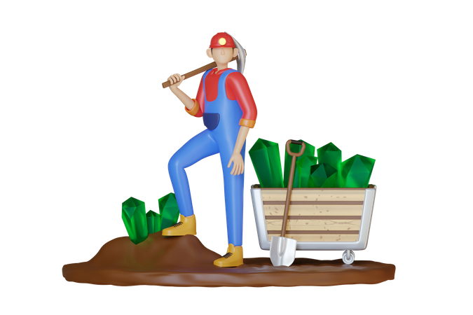 Male Miner  3D Illustration