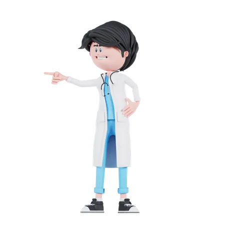 Male nurse pointing to right  3D Illustration