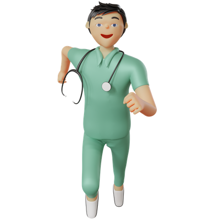 Male nurse running 3D Illustration