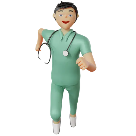 Male nurse running  3D Illustration