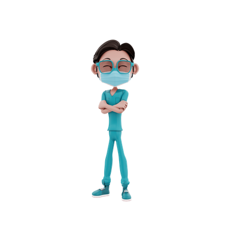 Male Nurse with folded hands  3D Illustration