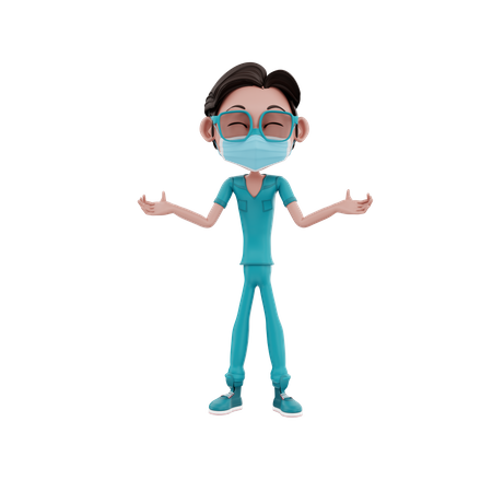 Male Nurse with wide open arms  3D Illustration