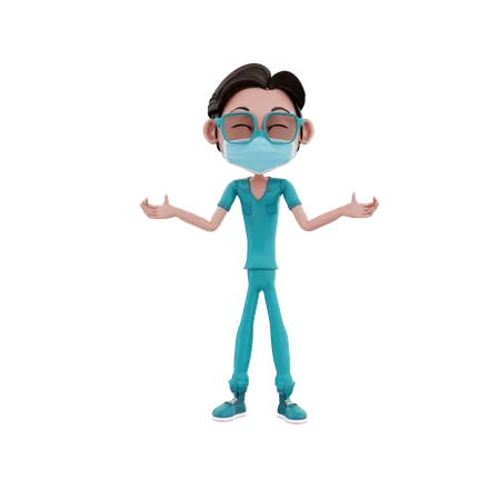 Male Nurse with wide open arms  3D Illustration