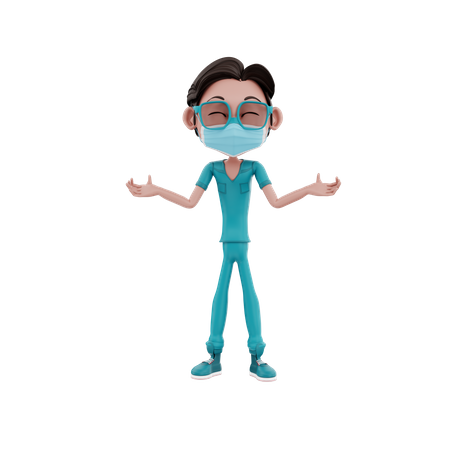 Male Nurse with wide open arms 3D Illustration
