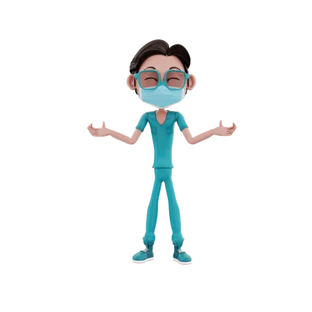 Male Nurse with wide open arms 3D Illustration