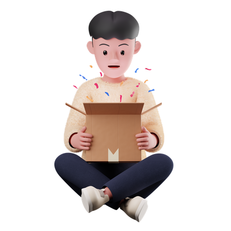 Male Open Delivery Box  3D Illustration