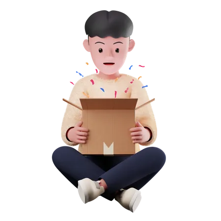 Male Open Delivery Box  3D Illustration