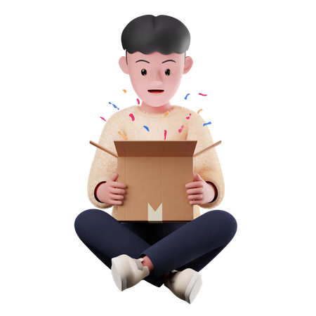 Male Open Delivery Box 3D Illustration