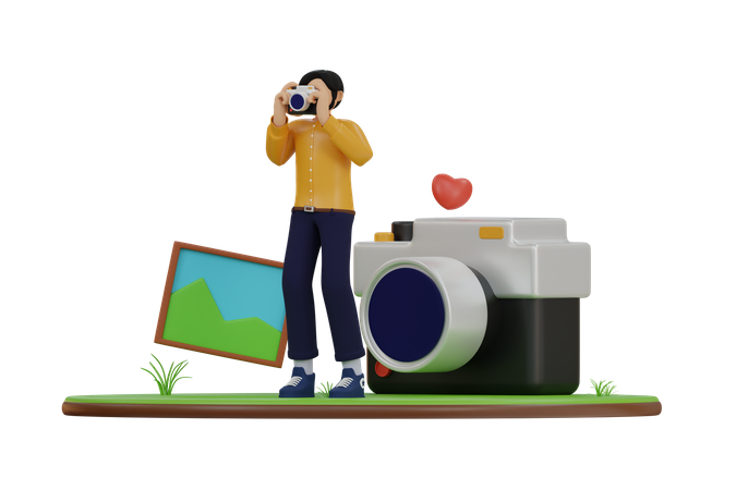 Male Photographer  3D Illustration