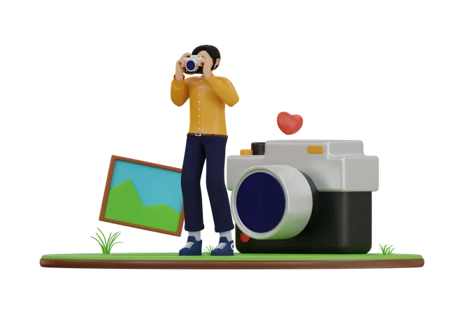 Male Photographer  3D Illustration