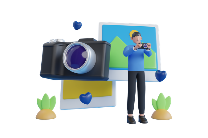 Male Photographer  3D Illustration