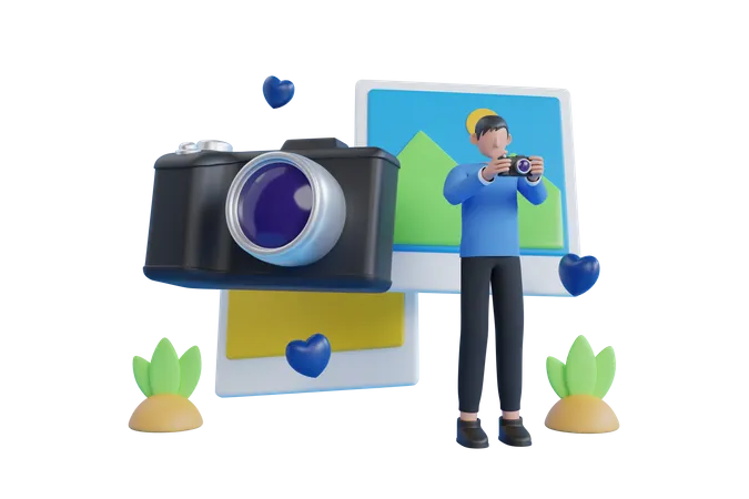 Male Photographer  3D Illustration