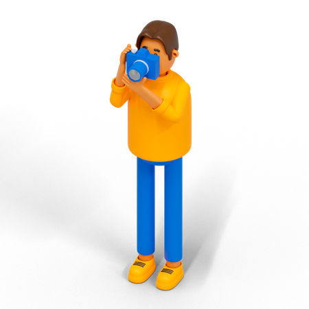 Male photographer clicking photo  3D Illustration