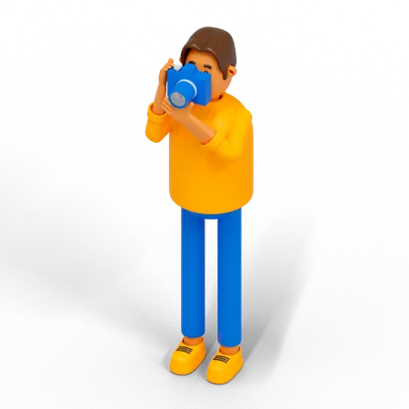 Male photographer clicking photo  3D Illustration