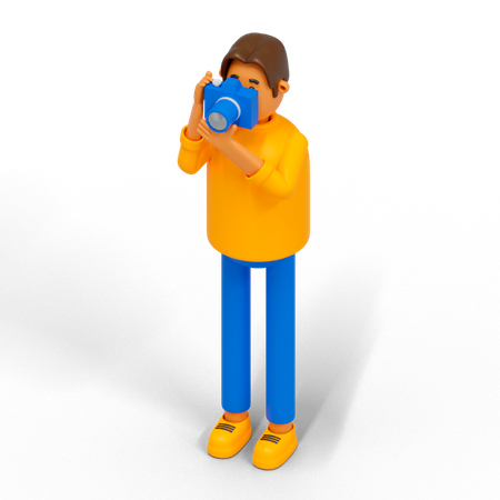 Male photographer clicking photo 3D Illustration