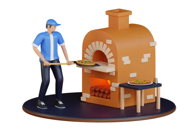 Male pizza maker  3D Illustration