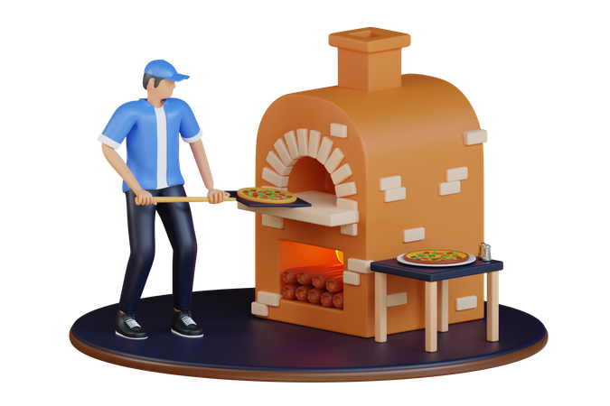 Male pizza maker  3D Illustration