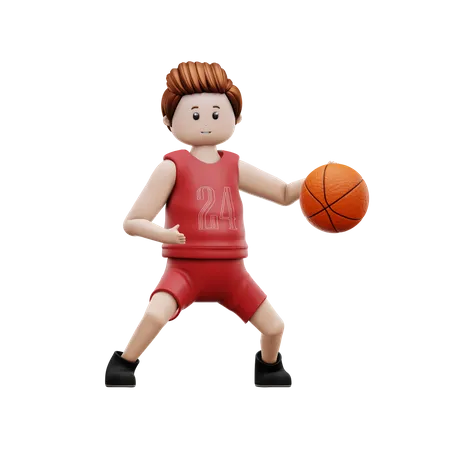Male Player Dribbling Basketball  3D Illustration