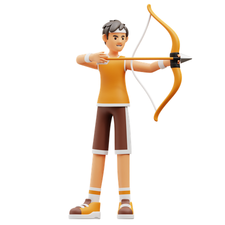 Male player playing Archery  3D Illustration