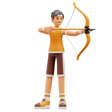 Male player playing Archery  3D Illustration