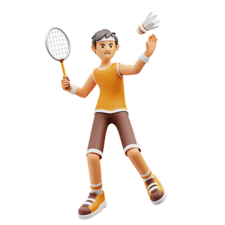 Male player playing Badminton  3D Illustration