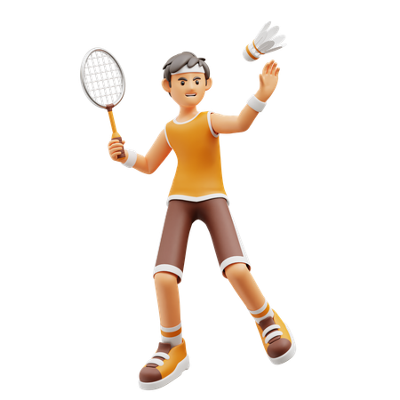Male player playing Badminton  3D Illustration