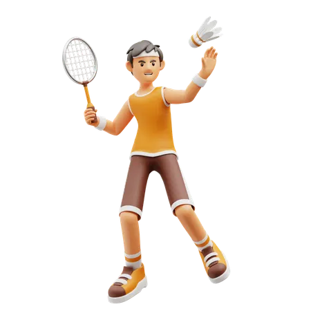 Male player playing Badminton  3D Illustration