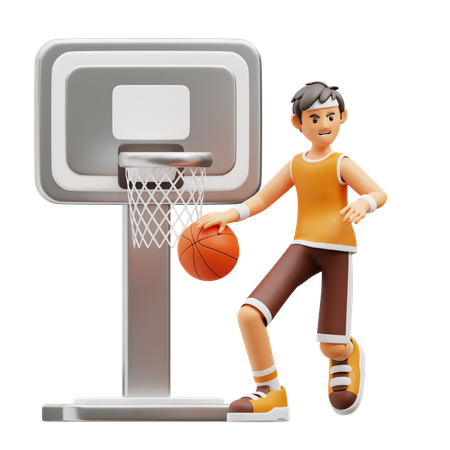 Male player playing basketball  3D Illustration