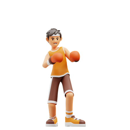 Male player playing boxing  3D Illustration