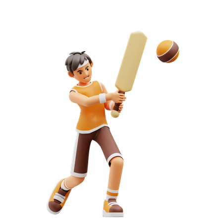 Male player playing Cricket  3D Illustration