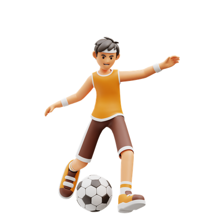 Male player playing football  3D Illustration