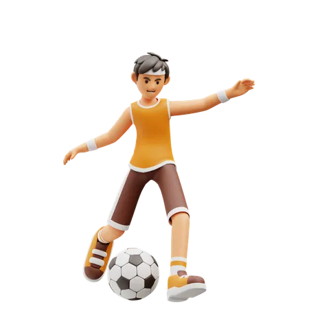 Male player playing football  3D Illustration