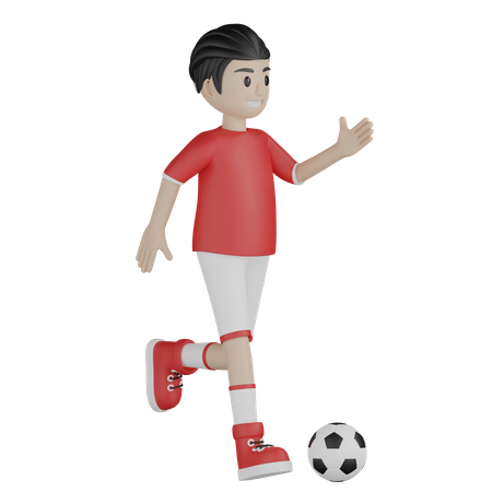 Male player playing football  3D Illustration