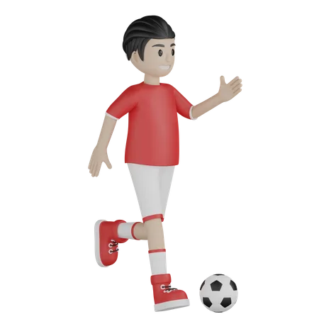 Male player playing football  3D Illustration