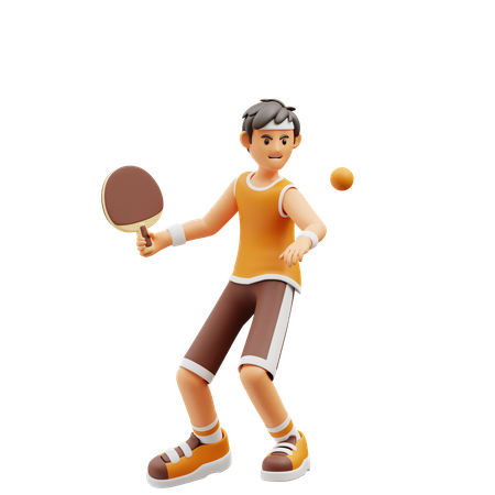 Male player playing pingpong  3D Illustration