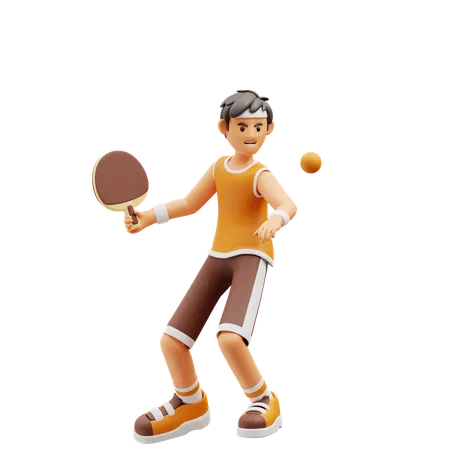 Male player playing pingpong  3D Illustration