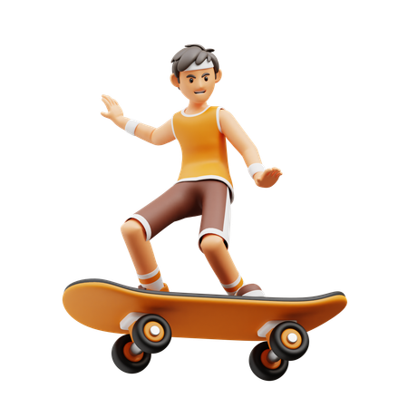Male player Playing Skateboard  3D Illustration