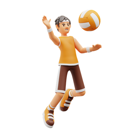Male player playing Volleyball  3D Illustration