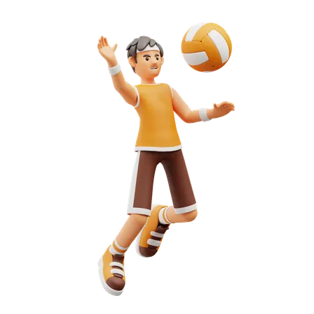 Male player playing Volleyball  3D Illustration
